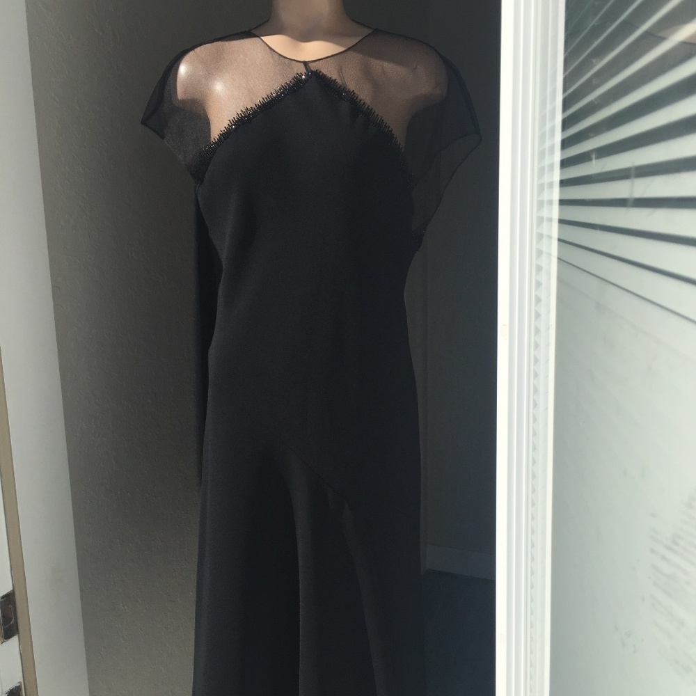 Jackie Rogers Black silk crepe Cocktail Dress 10